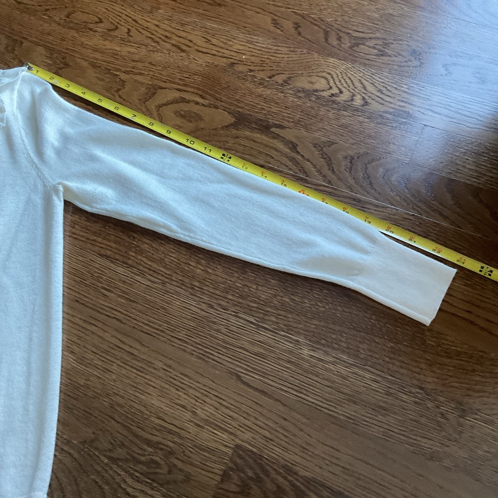 LOFT Cream Sheer Ruffle sweater - Picture 9 of 11